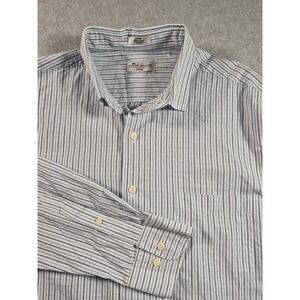 Peter Millar Seaside Collection Large Blue Gray Stripe 100% Cotton Button Down